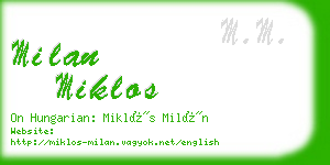 milan miklos business card